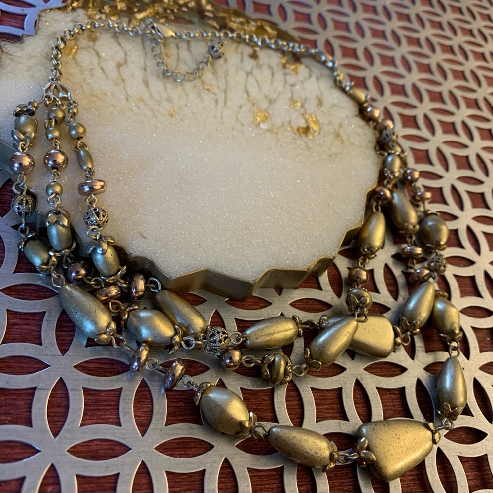 Layered Gold Tone Bronze Necklace
